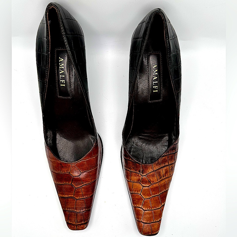 Amalfi Brown Crocodile Pattern Heels size 7.5 - Picture 15 of 16
